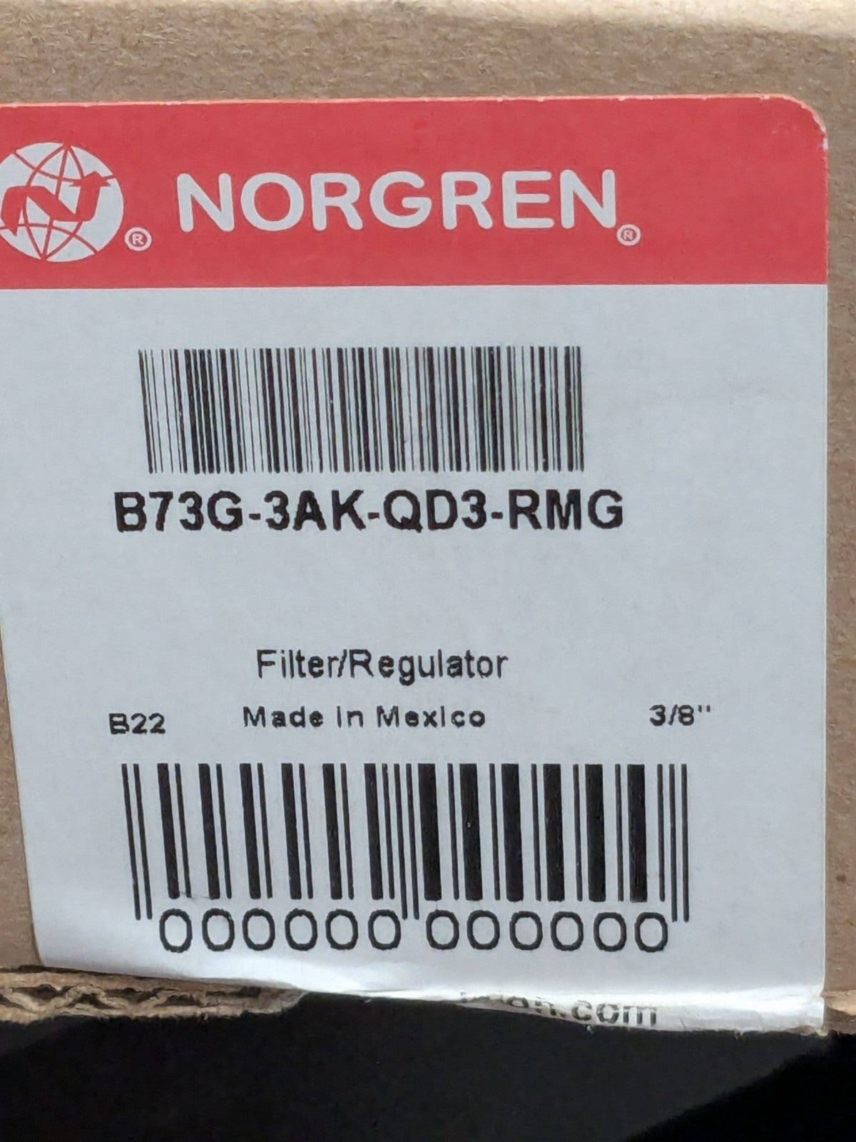 Norgren Excelon Air Filter / Regulator 5-150PSIG 3/8 B73G-3AK-QD3-RMG