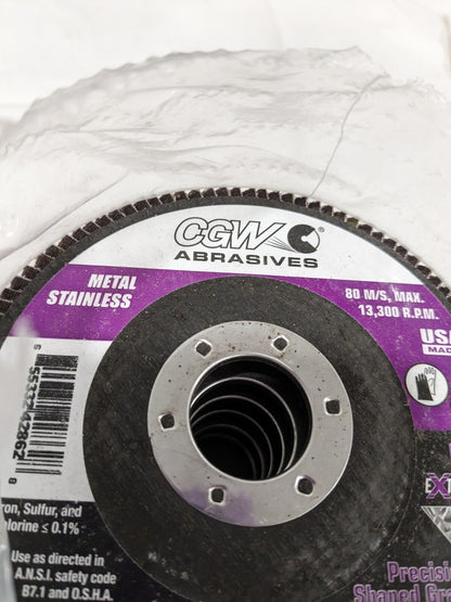 CGW Flap Disc: 4-1/2" Dia, 7/8" Hole, 60G, Ceramic Alumina, Type 27 Qty 6 42862