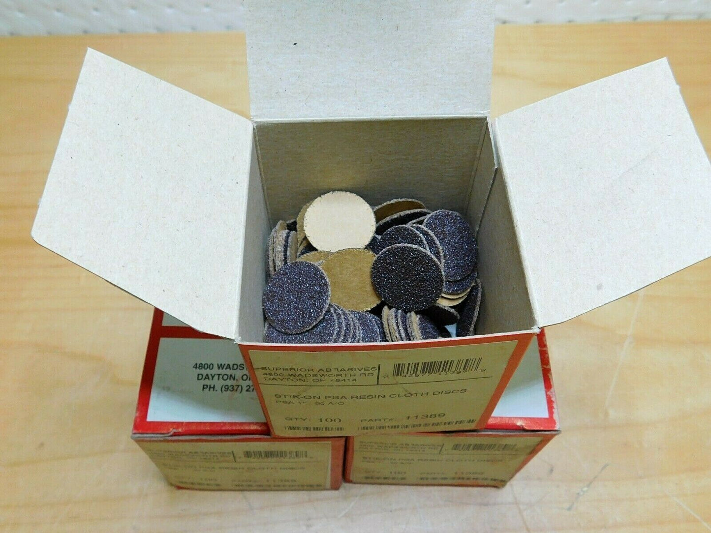 Superior Abrasives Stick-On PSA Resin Cloth Discs 1" Diam 50 Grit Qty 300 1
