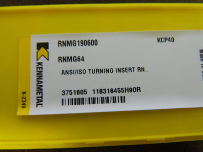 Kennametal RNMG64 KCP40 Carbide Turning Insert QTY 5 3751805
