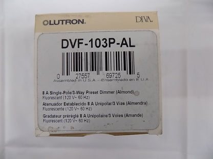 Lutron DVF-103P-AL Diva 8 Amp Fluorescent 3-Wire Hi-Lume LED 3-Way Dimmer Almond