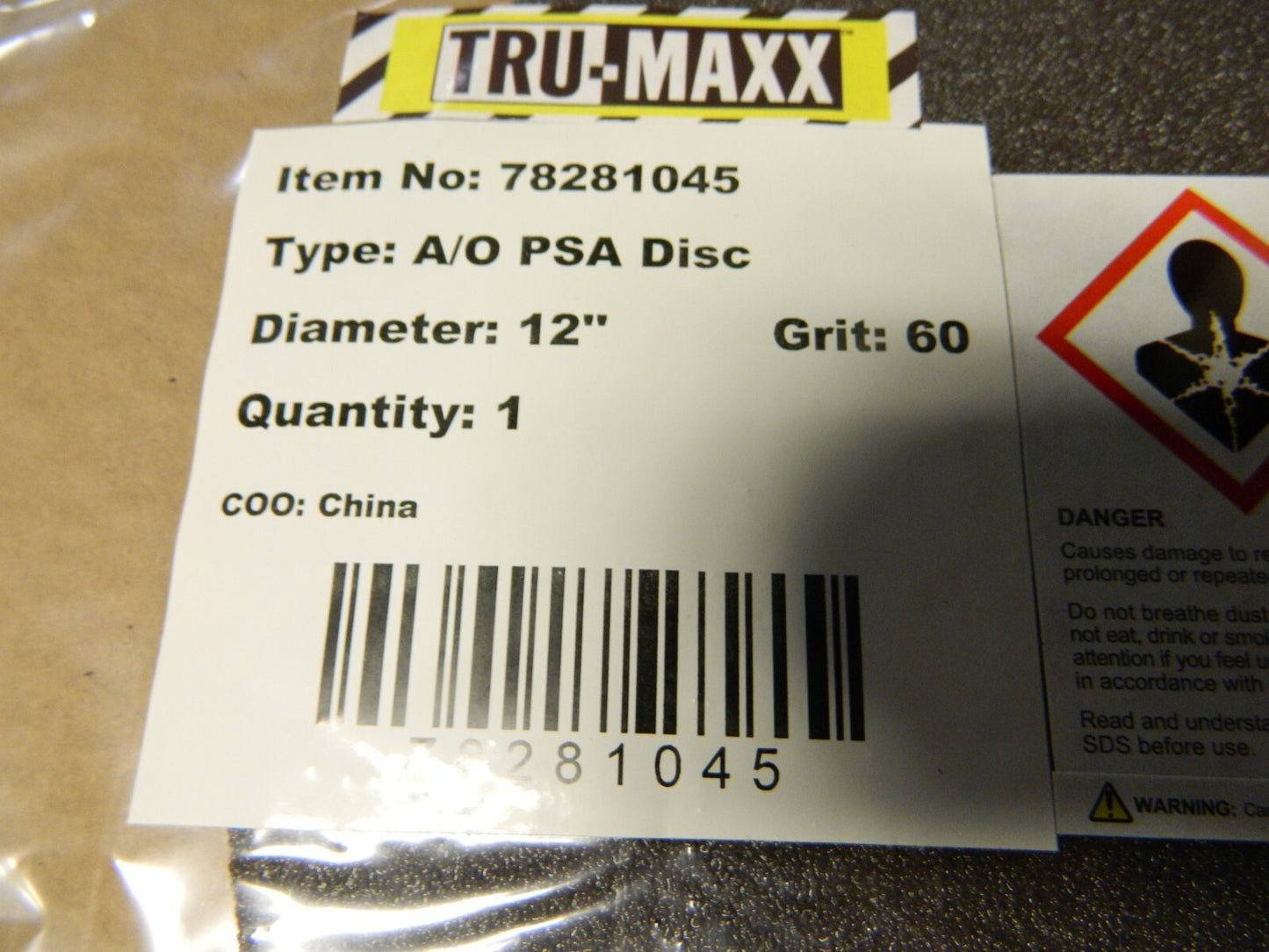 TRU-MAXX 12" Dia, 60 Grit, Aluminum Oxide Medium Grade Qty 80 78281045