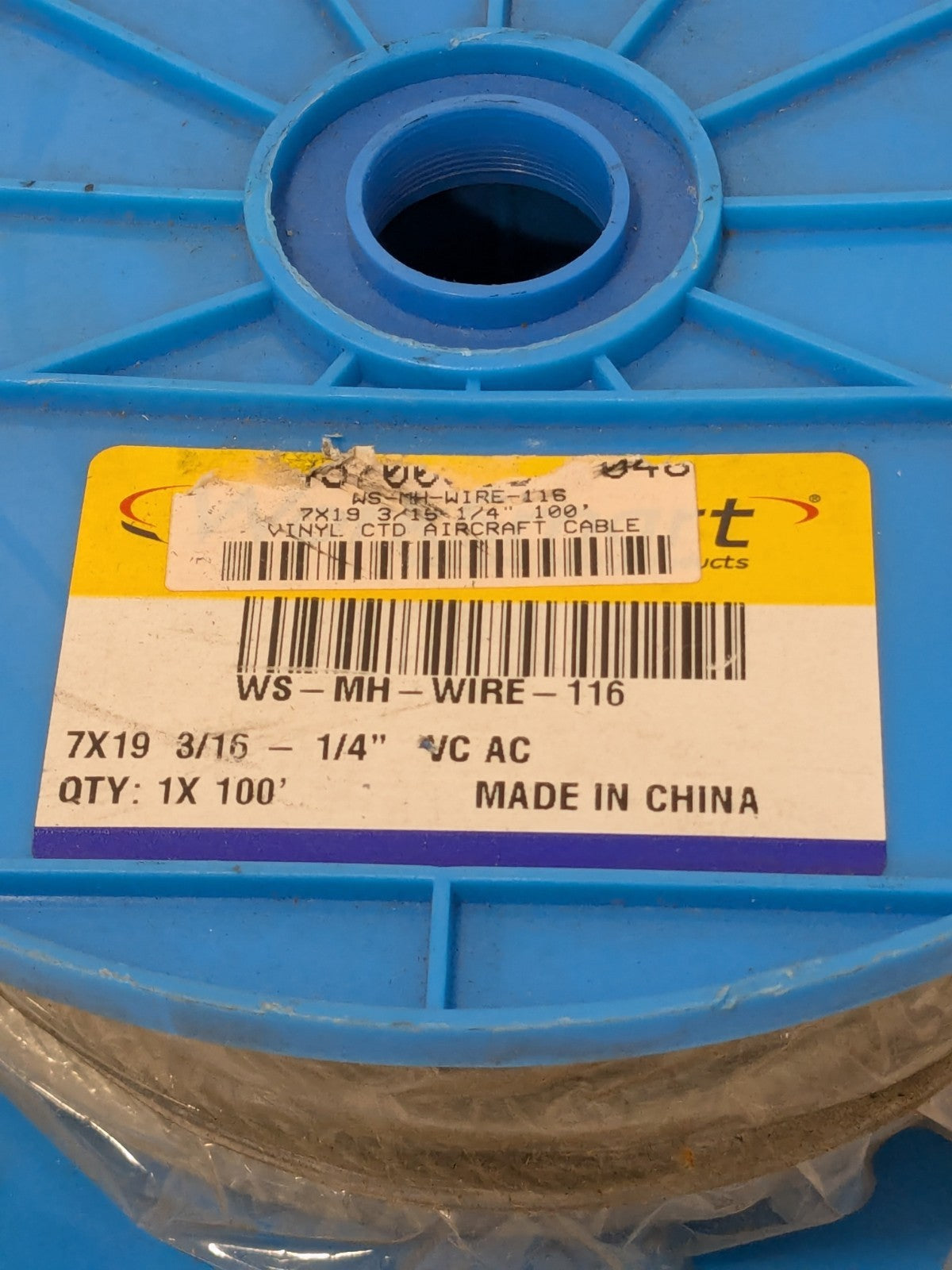 WorkSmart Aircraft Cable 1/4" x 3/16" Dia x. 100' Long WS-MH-WIRE-116