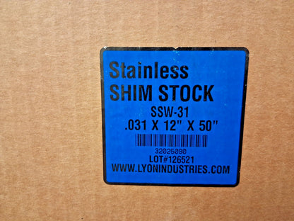 Trinity Brand Industries Metal Shim Stock 0.0310" Thick 50" L 12" W M-SW-31
