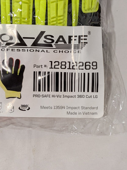 PRO-SAFE Gloves: Cut A4, Sz L Synthetic, Padded Grip Qty 2 Pairs 12812269