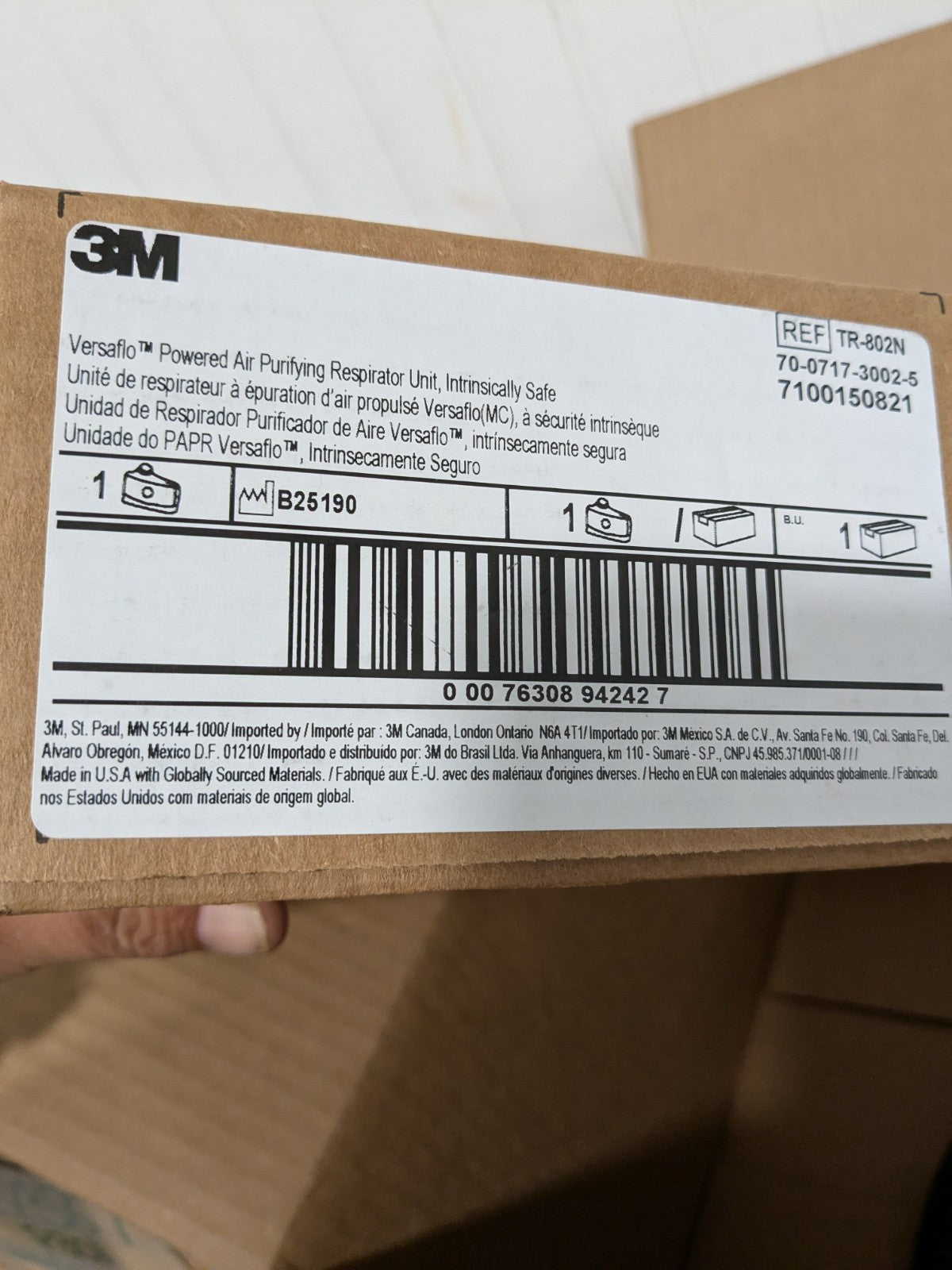 3M Belt Mounted Intrinsically Safe PAPR Motor Blower Unit 7100150923