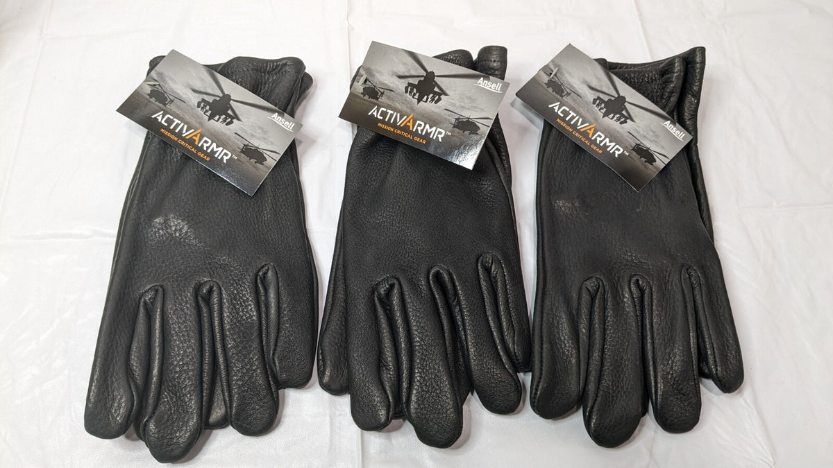 3 PAIRS ANSELL ActivArmr Deerskin Drivers Utility Gloves Black Large 46-303