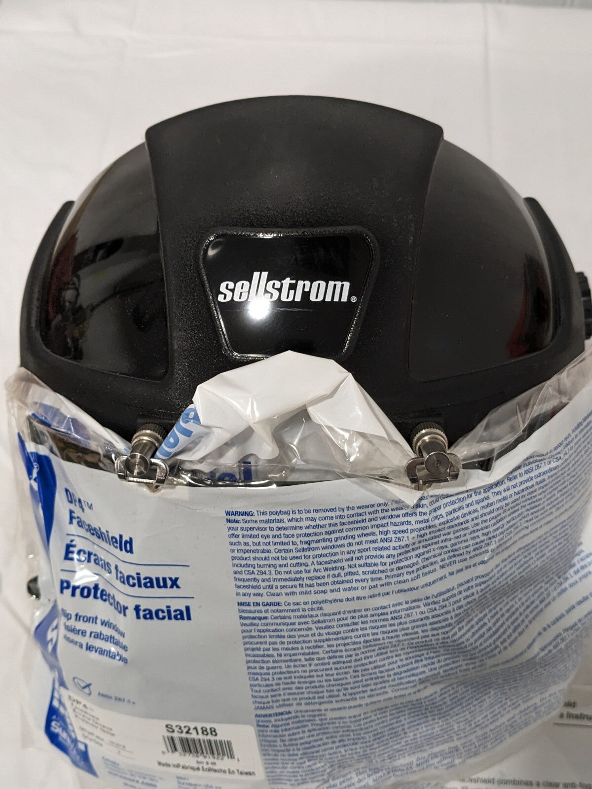 SELLSTROM Welding Face Shield &amp; Headgear: Polycarbonate, Black, 9" High