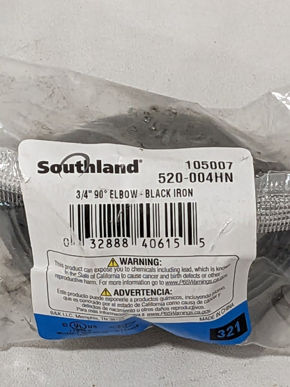 Southland 3/4 in. Black Malleable Iron 90º FPT x FPT Elbow Fitting 520-004HN