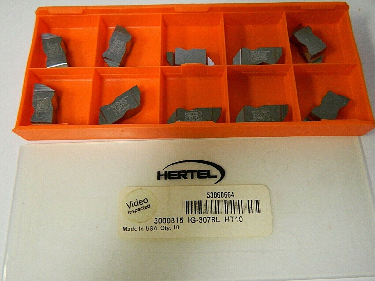 Hertel IG3078 Grade HT10 1.98mm CW Carb DE Grooving Insert QTY 10 53860664