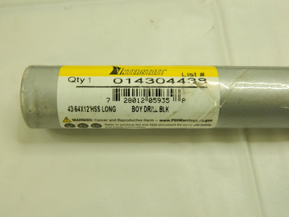 Interstate 43/64 118° 2-Flute High Speed Steel Extra Length Drill Bit 01430438