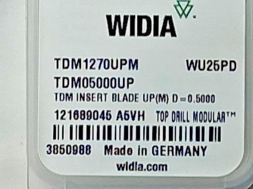 Widia Carbide Replaceable Drill Tip TDM05000UP WU25PD 3850988