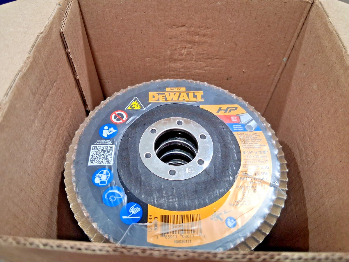 Dewalt Zirconia Alumina Flap Discs QTY5 4-1/2" Dia 7/8" Hole 40 Grit DW8351