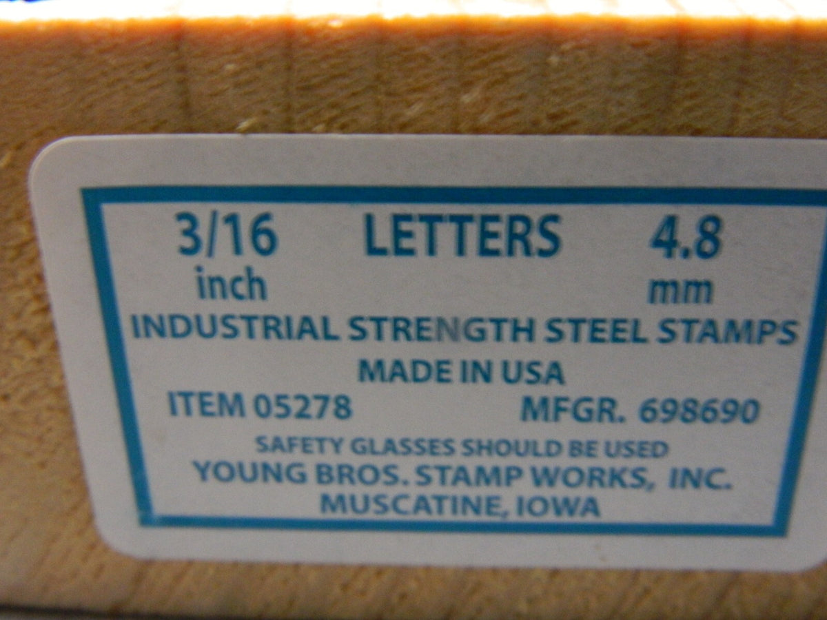 Young Bros Industrial Strength  Letter and number set 3/16 05278 & 05098
