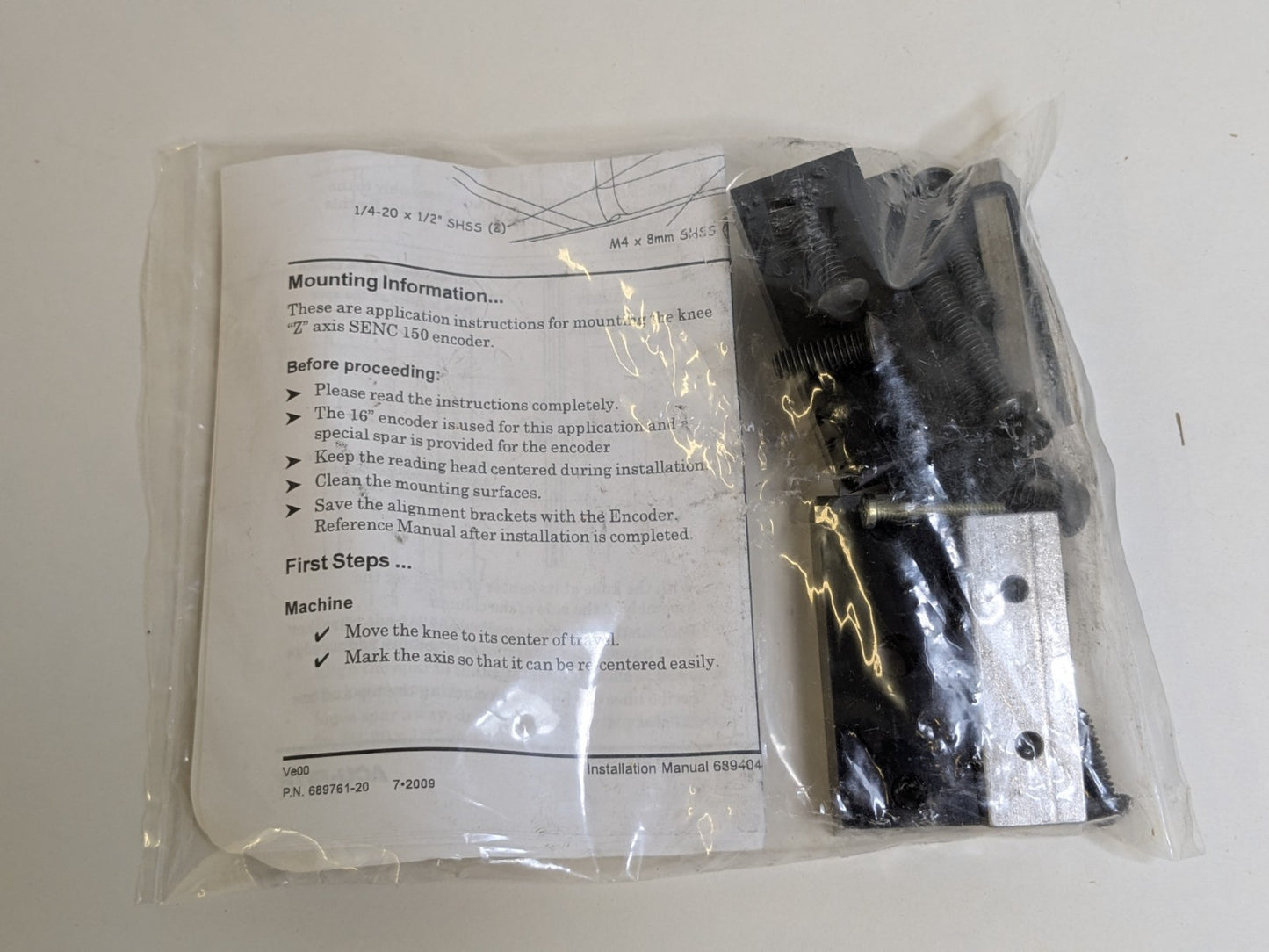 AcuRite Z-Axis Encoder Mounting Bracket Kit for Lagun FT-1 Knee Mill 689404-1