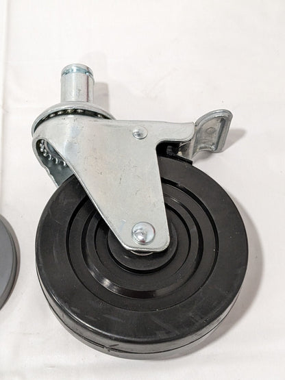 Caster: Hard Rubber Swivel w/Brake & Bumper 5" Diam x 1-1/4" Wide CA5SBR-RB