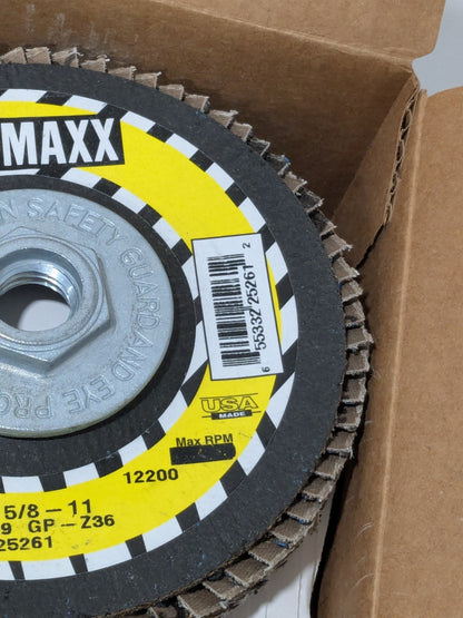 Tru-Maxx Flap Discs 5" 36 Grit 5/8-11 Center Hole Type 29 Box of 10 25261
