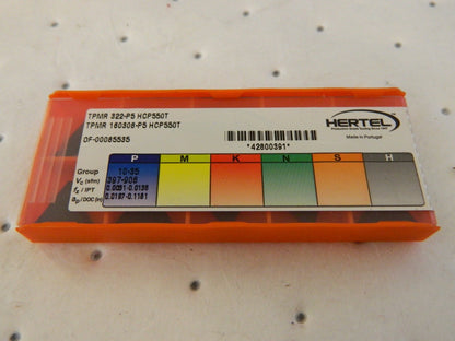 HERTEL TPMR 322 P5 HCP550T qty 10 Carbide Turning Inserts 42800391