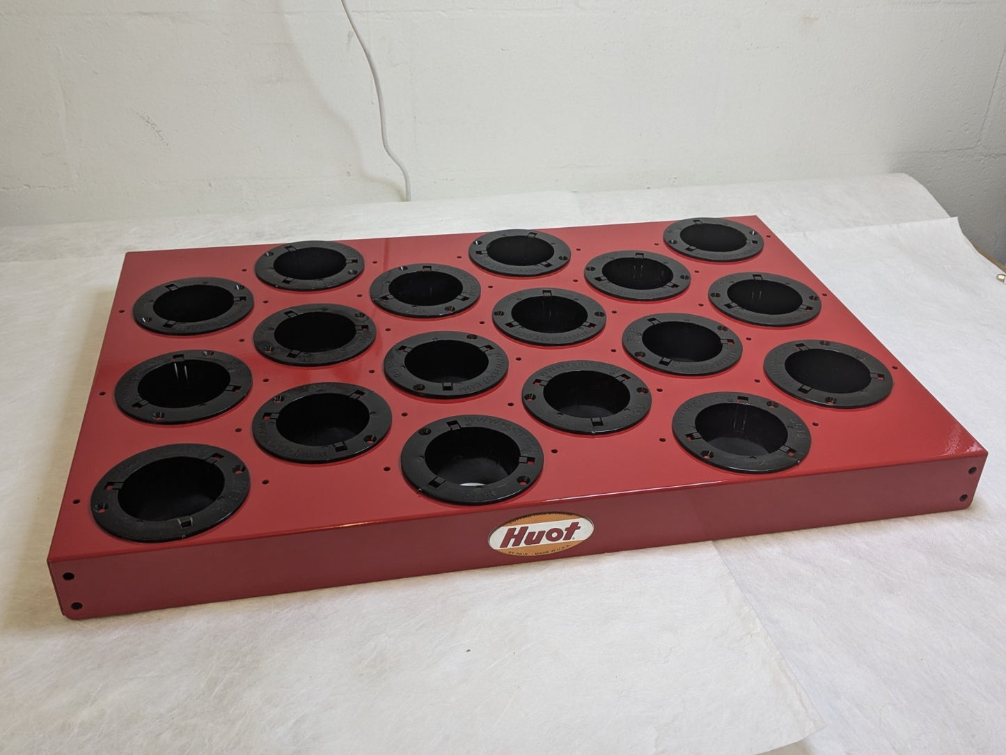 Huot Angled Storage Rack for 50 Taper CNC Tools 18 Holes 27" x 20" x 11" 14850