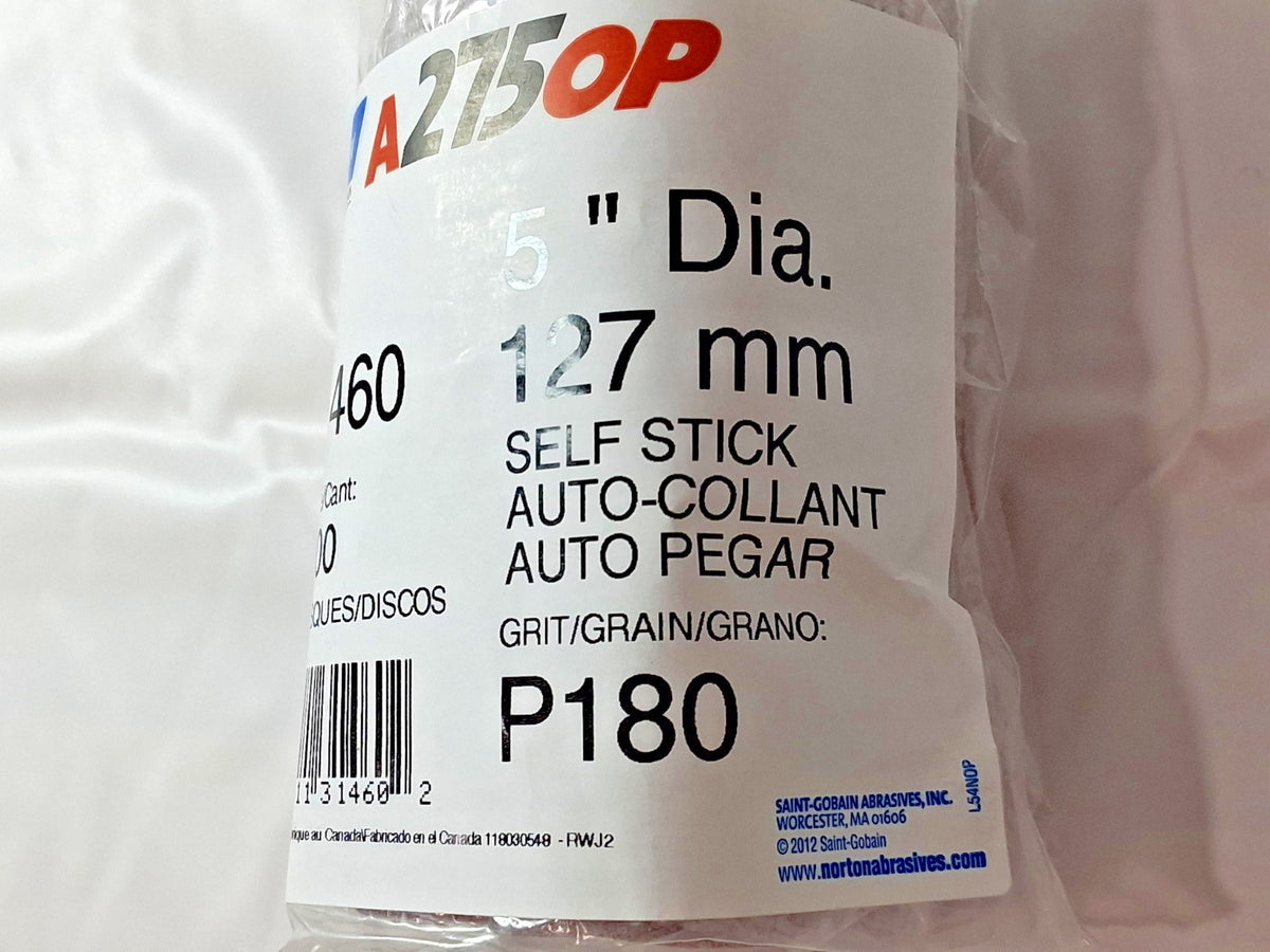 Norton Aluminum Oxide 5" Dia PSA Disc QTY100 Roll 180 Grit 66261131460