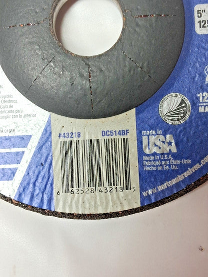 Norton BlueFire Aluminum Oxide Grinding Wheel 5 x 1/4 x 7/8 Type 27 25 PC 43218