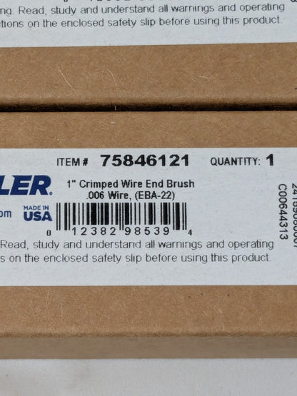 Weiler End Brushes: 1" Dia, Steel, Crimped Wire Qty 2 75846121