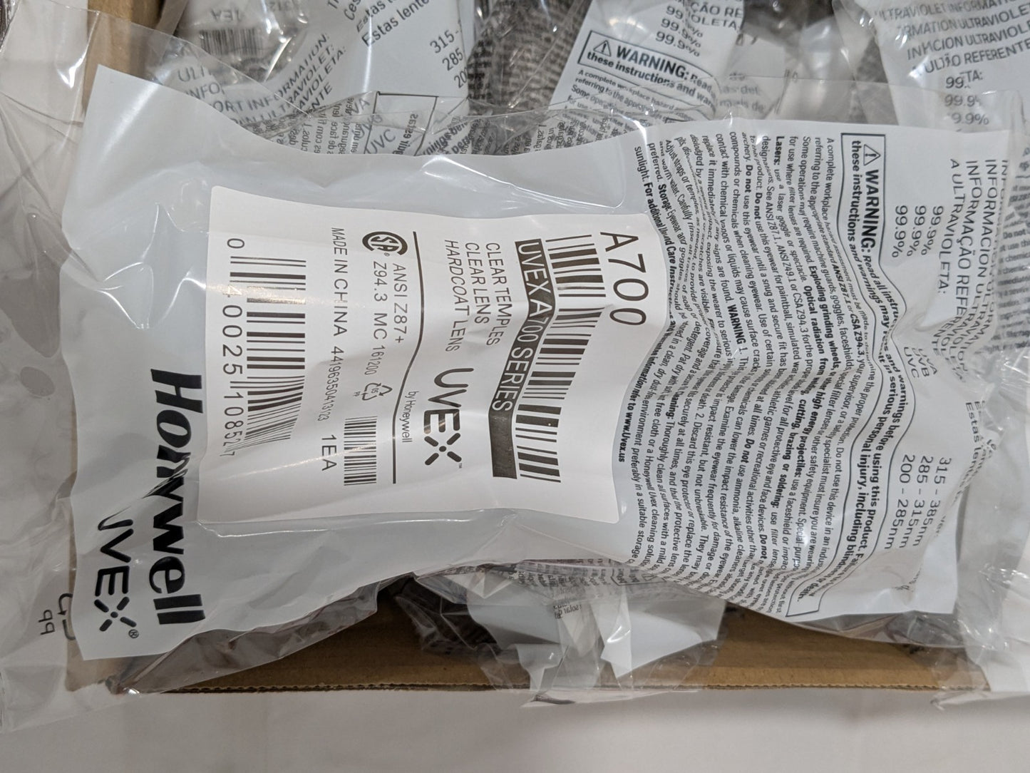 Honeywell Safety Glasses: Scratch-Resistant, Polycarbonate, Clear Box of 10 A700
