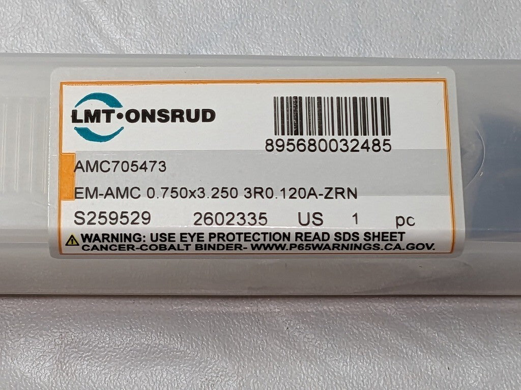LMT ONSRUD Corner Radius End Mill ZRN 0.750" Dia x 0.750" SD 3FL AMC70