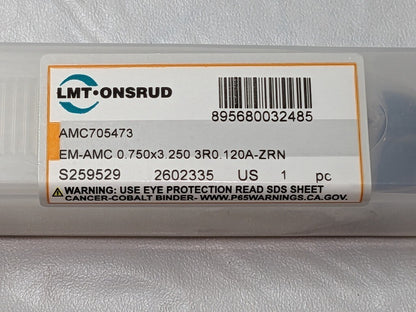 LMT ONSRUD Corner Radius End Mill ZRN 0.750" Dia x 0.750" SD 3FL AMC70