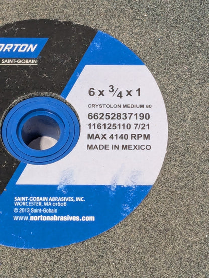 Norton Bench &amp; Pedestal Grinding Wheel: 6" X 3/4" X 1" 662528
