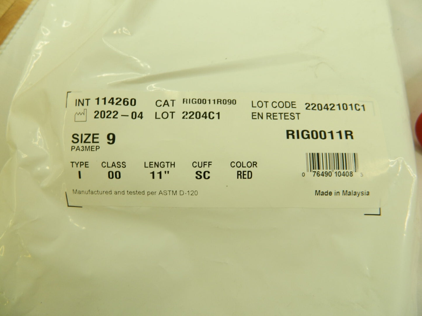 Ansell Rubber Lineman's Glove 11" Long Class 0 Size 9 One Pair 114260