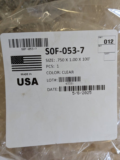 Clear Vinyl Tubing 100 Ft. x 3/4 In. ID 35 PSI Max. SOF-053-7
