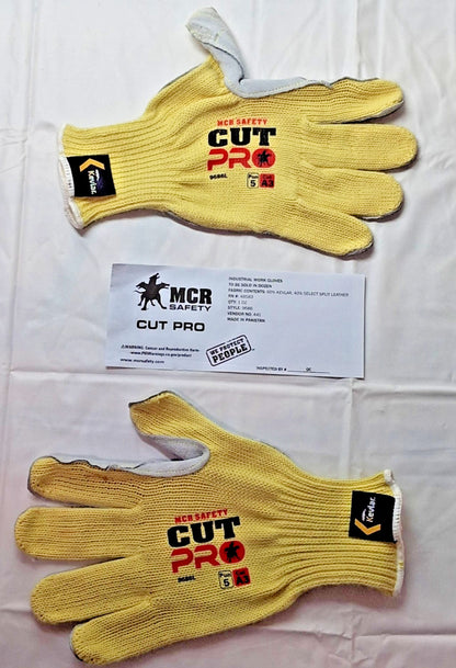 QTY 12 MCR SAFETY Leather Coated Gloves Cut/Puncture Resistant Large 9686L