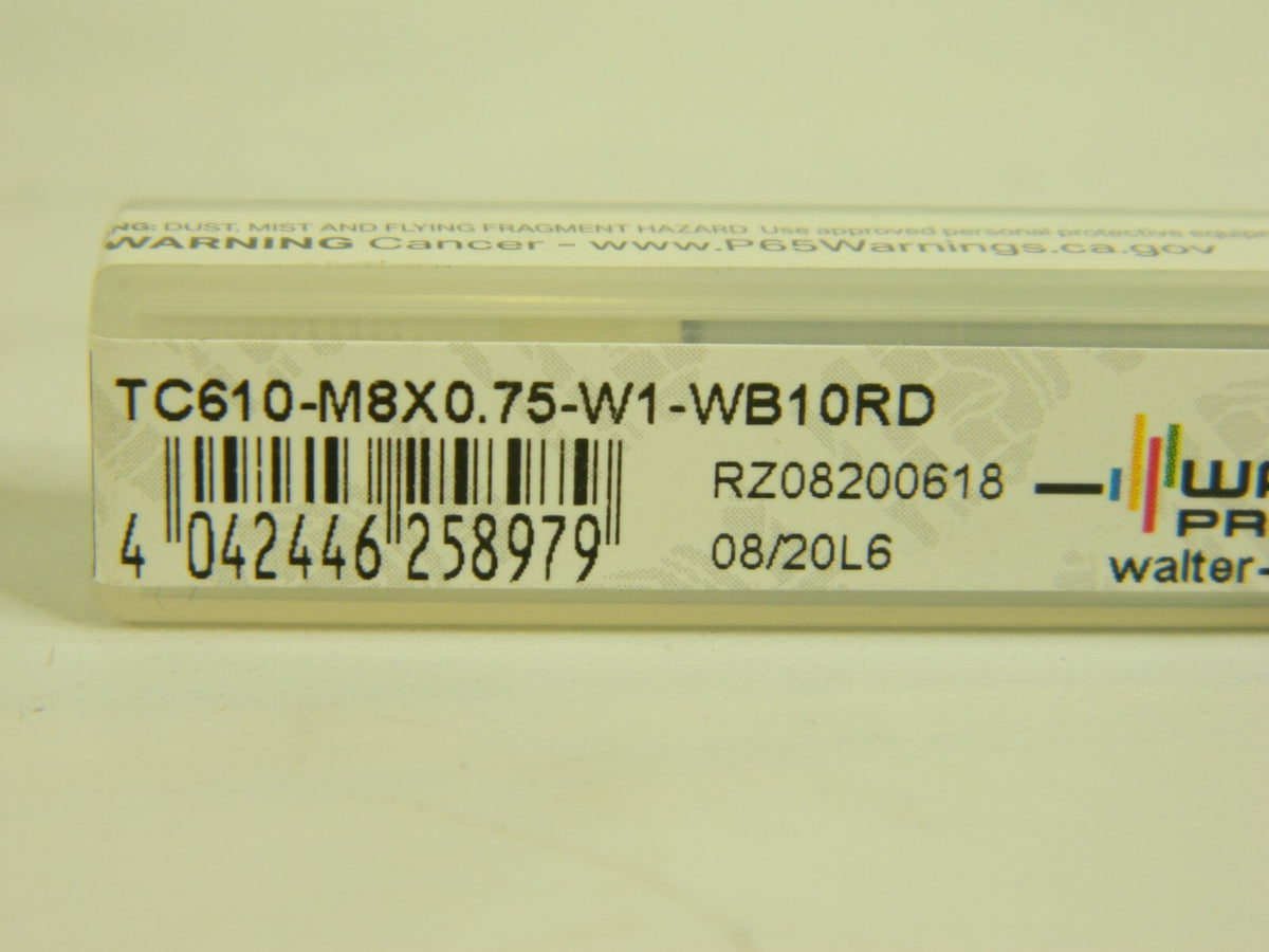 Walter SC Helical Flute Thread Mill TC610-M8x0.75-W1-WB10RD 6589135
