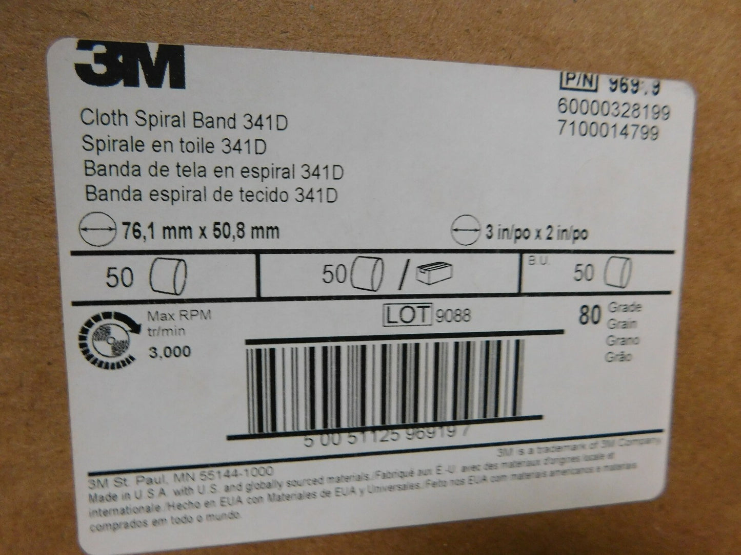 3M  341D 3 IN X 2 IN 80 Grain  QTY 50 96919