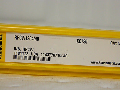 Kennametal Carbide Milling Insert RPCW1204M0 Grade KC730 Qty 5 1181172