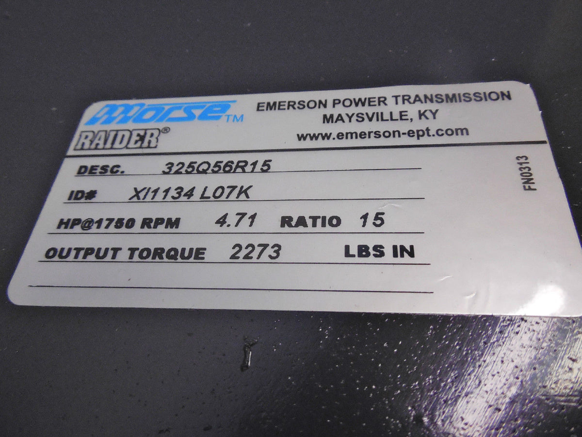Morse Raider 325Q56R15 15:1 Right Output Single Reduction Gear Reducer USA
