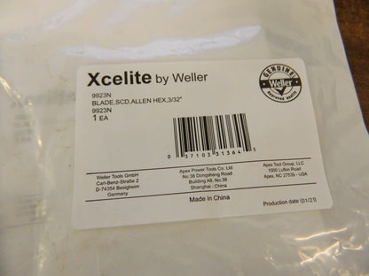 XCELITE Ball Hex Screwdriver Insert Bit qty 4 : 1/4" 4" OAL 9923N