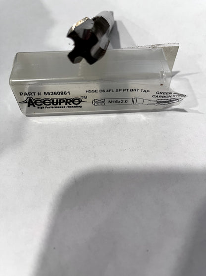 Accupro Spiral Point Tap M16x2 Metric Coarse 4 FL Plug Chamfer Vanadium 55360861
