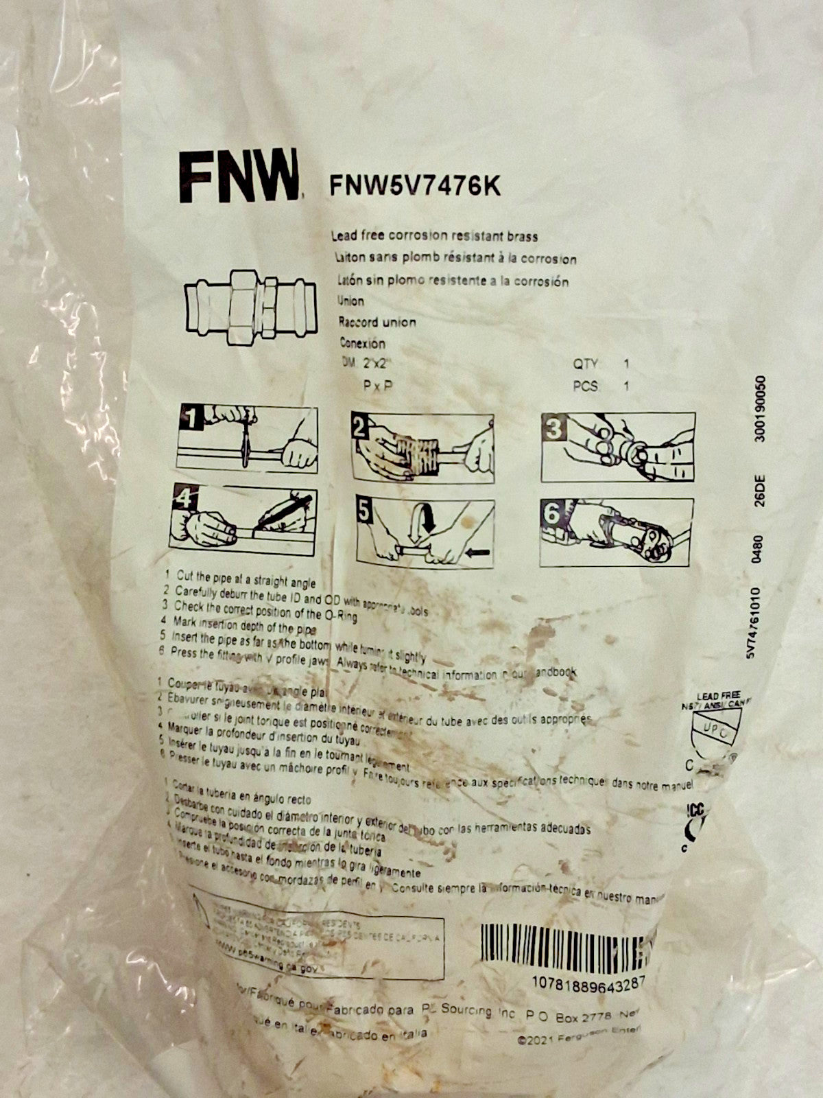FNW Copper Press Brass Union 2" 5V74761010
