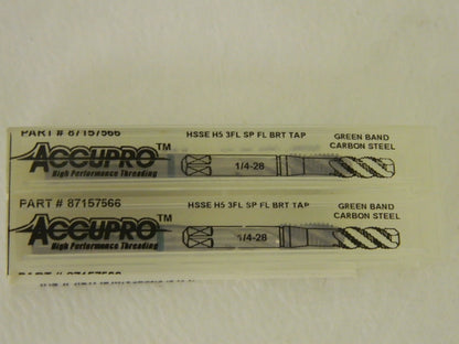 Accupro Vanadium HSS Spiral Flute Tap 1/4-28 UNF H5 3FL QTY 2  87157566