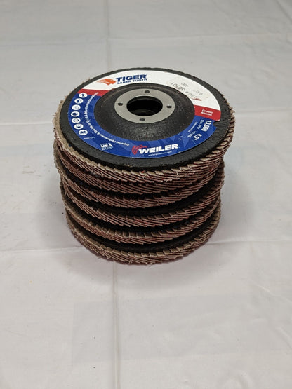 WEILER Flap Disc: 7/8" Hole, 40 Grit, Ceramic, Type 29 Qty 6 50101