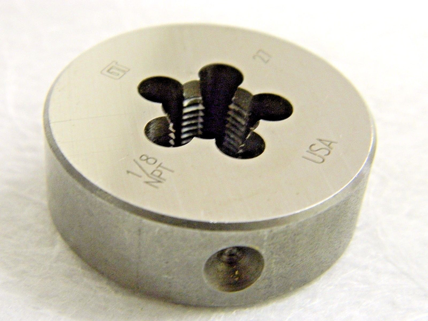 Vermont Tap &amp; Die Carbon Steel Round Die 1/8-27 UNS x 1-1/2" OD 405251