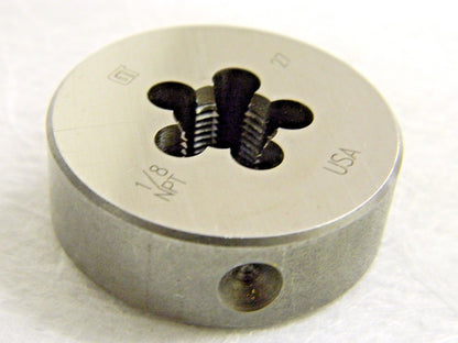 Vermont Tap &amp; Die Carbon Steel Round Die 1/8-27 UNS x 1-1/2" OD 405251