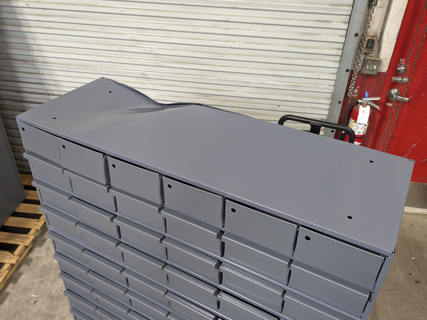 Durham Bin Storage Cabinet 96 Drawer 62 x 34 x 12 Steel Gray SCRATCH N DENT