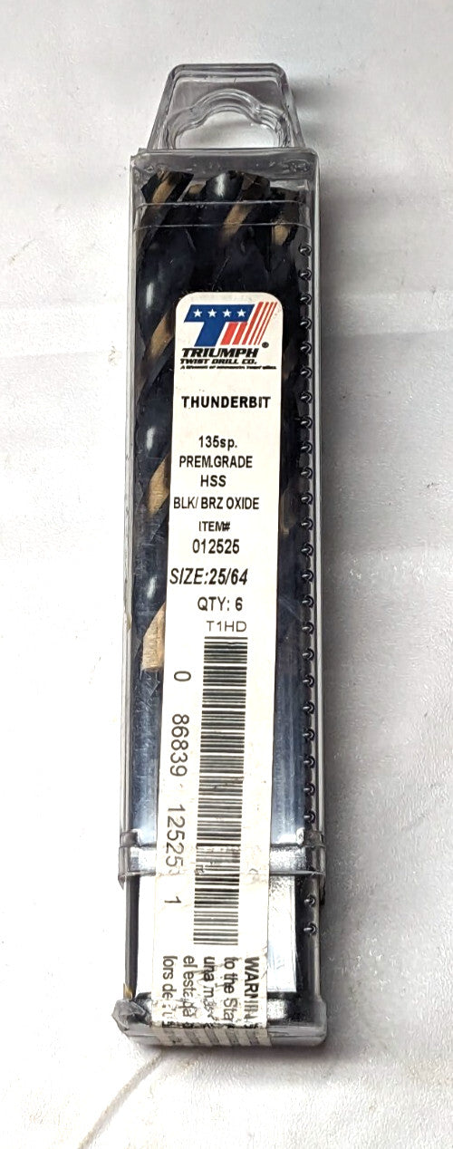 TRIUMPH 25/64" HSS Drill Bits 135deg SP Black & Bronze Oxide T1HD  *6 PACK*