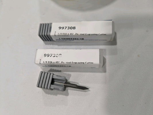 HARVEY TOOL 2pc Engraving Cutter 45° 1/8"Dia Pointed SolidCarbide 997308