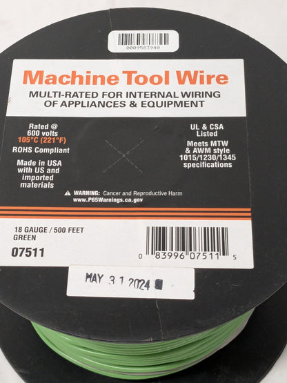 EastPenn Building Wire: 18 AWG, PVC , Stranded Core, 500'L 07511