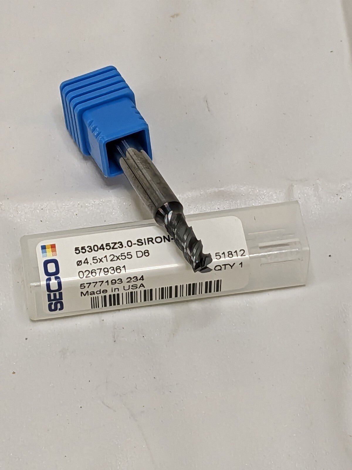 SECO Corner Chamfer End Mill: 4.5 mm Dia, 3 FL 02679361