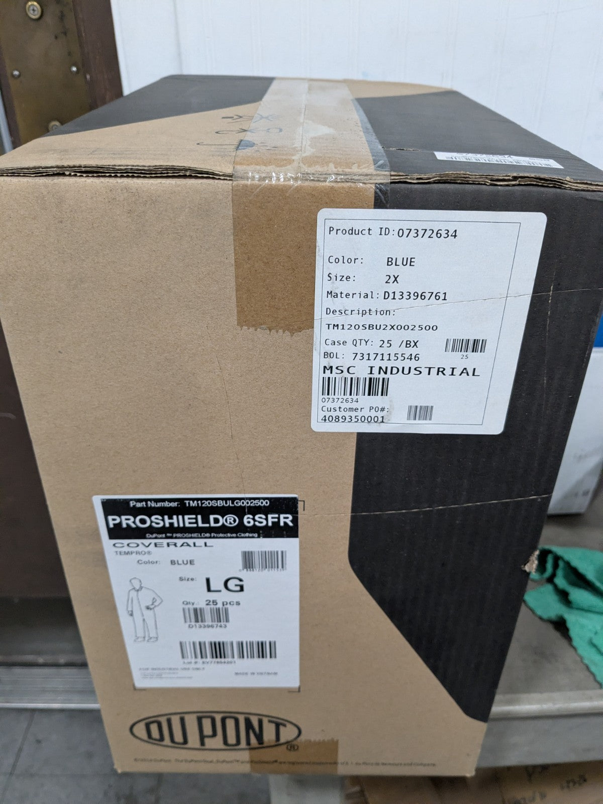 Case of 25 DuPont ProShield 6SFR Coveralls Collared Blue Sz LG TM120SBULG002500